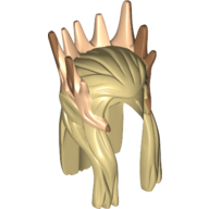 Hair and Crown, Long, Medium Nougat Crown Spikes and Light Nougat Elf Ears Print Beige