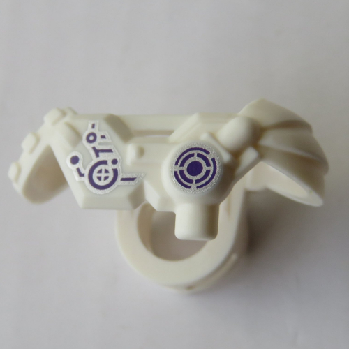 Minifig Neckwear Armor Shoulder Pads with Scabbard for Two Katanas with Silver and Dark Purple Industrial Print Weiß