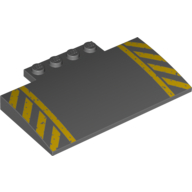 Brick Curved 5 × 8 × 2/3 with Yellow Danger Stripes Print Dark Bluish Gray