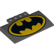 Brick Curved 5 × 8 × 2/3 with Batman Logo Print Dark Bluish Gray