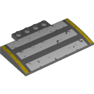 Brick Curved 5 × 8 × 2/3 with White and Yellow Stripes Print Dunkelblaugrau