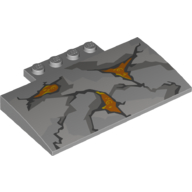 Brick Curved 5 × 8 × 2/3 with Rock Cracked 3 Lava Hole Print Light Bluish Gray