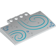 Brick Curved 5 × 8 × 2/3 with Stars and Blue Lines Print White
