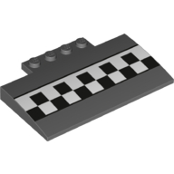 Brick Curved 5 × 8 × 2/3 with Checkered Print Dunkelblaugrau