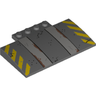Brick Curved 5 × 8 × 2/3 with Yellow Danger Markings print Dunkelblaugrau
