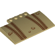 Brick Curved 5 × 8 × 2/3 with Reddish Brown Tyre Tracks print Beige