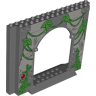 Panel 4 × 16 × 10 with Vines, Leaves, Red Button print Dunkelblaugrau