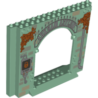 Panel 4 × 16 × 10 with Gate with Stones, Dead Shrubbery, Screen with Lock, Water Drain print Sandgrün