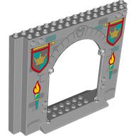 Panel 4 × 16 × 10 with Fire Torches, Banners with Crowns Print Hellblaugrau