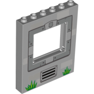 Panel 1 × 6 × 6 with Window and Grass, Grill and Reinforced Window Frame Print Light Bluish Gray
