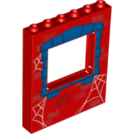 Panel 1 × 6 × 6 with Window with Blue Stone Frame, Spider Webs, and "PP + MJ" Print (Spiderman) Rot