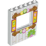 Panel 1 × 6 × 6 with Window with Wood Frame with Drinks, Citrus Fruits and Potted Plant Print White