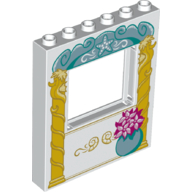 Panel 1 × 6 × 6 with Window with Yellow Columns, Blue Vase with Pink Flowers, Star Fish print Weiß