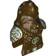 Minifig Head Special, Wookiee with Dark Tan Face Fur, Teeth and Silver Hair Ornaments Print (Chief Tarfful) Dunkelbraun