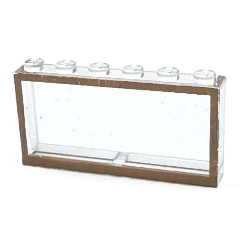 Modulex Window 1 × 6 × 3 with Brown Border Print Modulex Clear