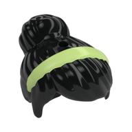 Hair Top Knot Bun and Lime Hair Band Print Black