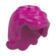 Hair Long Wavy, Right Side Part, with Short Sides, 2 Holes - 1 each on Top and Side (Ariel) Magenta