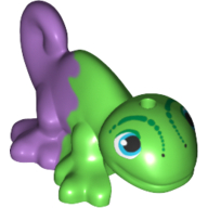 Animal, Chameleon with Blue and Black Eyes and Marbled Medium Lavender Pattern Hellgrün