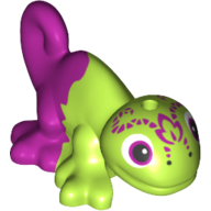 Animal, Chameleon with Magenta Eyes and Magenta Tail Print Lime