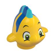 Animal, Fish with Large Eyes, Medium Blue Dorsal and Tail Fin and Blue Stripes on Top Print (Flounder / Fabius)