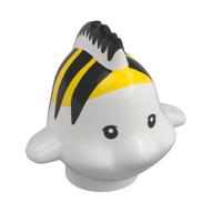 Animal, Fish with Yellow/Black Shapes Print (Flounder / Fabius) in Weiß