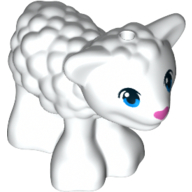 Animal, Sheep / Lamb with Blue Eyes and Dark Pink Nose Print Weiß