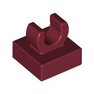 Tile Special 1 × 1 with Clip with Rounded Edges Dunkelrot