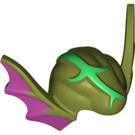 Head Top, Mutated Doctor O'Neil with Magenta Ears and Green Protruding Vein Print Olivgrün