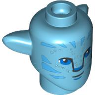 Minifig Head Special, Na'vi with Blue Eyes, Medium Blue Markings print Medium Azure