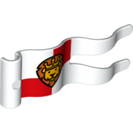 Duplo Flag Wavy 2 × 5 without Slits with Lion with Crown Print Weiß