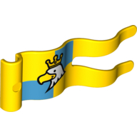 Duplo Flag Wavy 2 × 5 without Slits with White Eagle with Crown Print Yellow