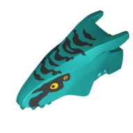 Creature Body Part, Banshee Head with Dark Green Marking, Bright Light Orange Eyes Print Dark Turquoise
