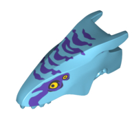 Creature Body Part, Banshee Head with Dark Purple Markings, Bright Light Orange Eyes Print Medium Azure