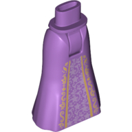 Minidoll Hips and Full Length Skirt with Gold and Silver Intricate Details Print Medium Lavender
