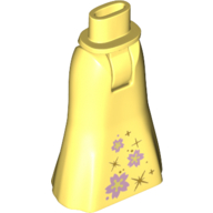 Minidoll Hips and Full Length Skirt with Pink Flowers and Gold Stars Print Bright Light Yellow