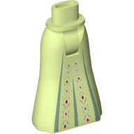 Minidoll Hips and Full Length Skirt with Magenta Dots and Sand Green Details Print Yellowish Green