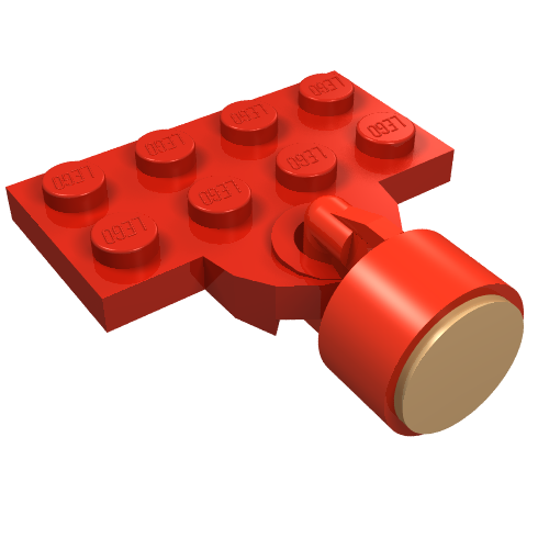 Plate Special 2 × 4 with Train Coupler Open with Magnet Long Cylinder Red Red