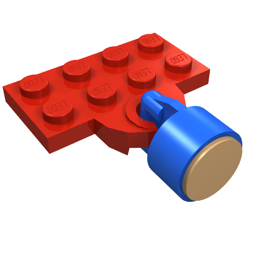 Plate Special 2 × 4 with Train Coupler Open with Magnet Long Cylinder Blue Red