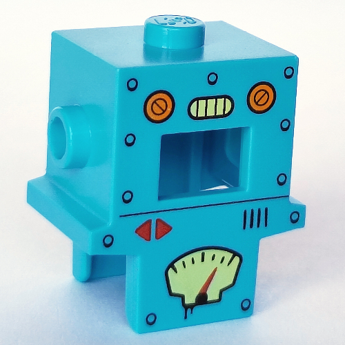 Costume / Mask, Robot with Chestplate, Gage, Screws, Buttons print Medium Azure