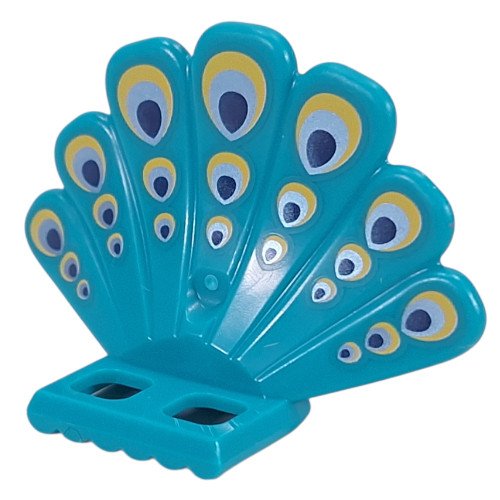 Minifig Hipwear Turkey Fan Tail with Yellow/Metal Blue/Dark Blue Peacock Feathers print Dunkeltürkis