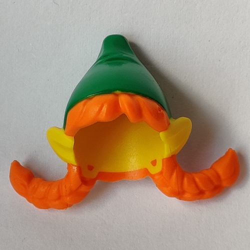Hair and Hat, Elf Ears with Orange Pigtails and Green Hat Pattern Yellow