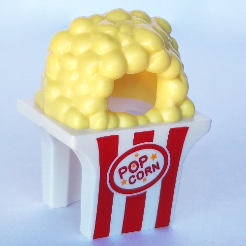 Costume Popcorn Bucket with Red Stripes, 'POP CORN' print Weiß