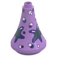 Duplo Building Roof Spire 3 × 3 × 3 with Azure Starfish, Bubbles print Mittellavendel