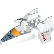 Duplo Spaceship Body with Red Warning Stripes, Orange Windscreen Print Weiß