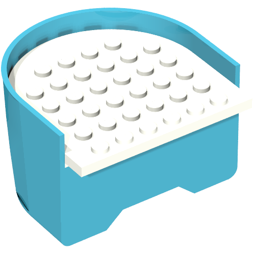 Boat Hull Section, Stern 6 × 6 × 3 1/3 with White Deck Maersk-Blau