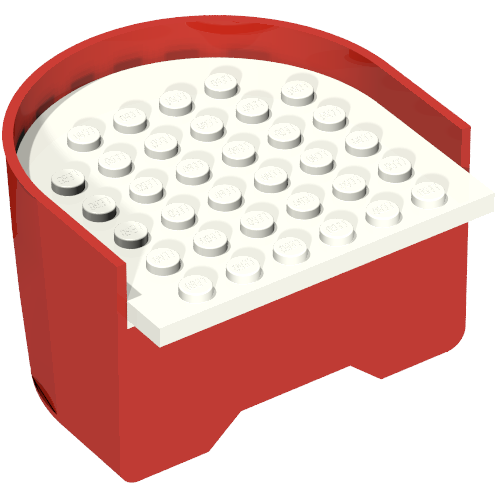 Boat Hull Section, Stern 6 × 6 × 3 1/3 with White Deck Red