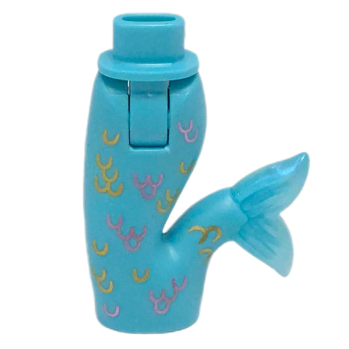 Minidoll Hips and Fishtail (Mermaid) with Satin Trans-Light Blue Tail print Mittelazur