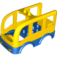Duplo Car Body Bus Small with Blue Floor and Wheel Wells, Headlights and Grille Print (10528) Yellow