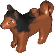 Animal, Dog, Husky with Black Eyes, Black Nose Print and Marbled Black Ears and Back Pattern Dark Orange