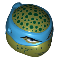 Minifig Head Special, Ninja Turtle with Blue Mask and Dark Green Spots, Closed Mouth Print (Leonardo) Olive Green